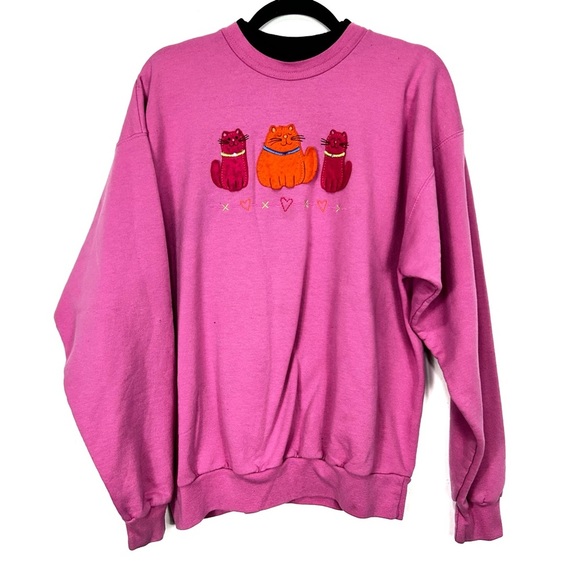 Vintage Sweaters - VINTAGE cat sweater grandma style crewneck sweater V28
